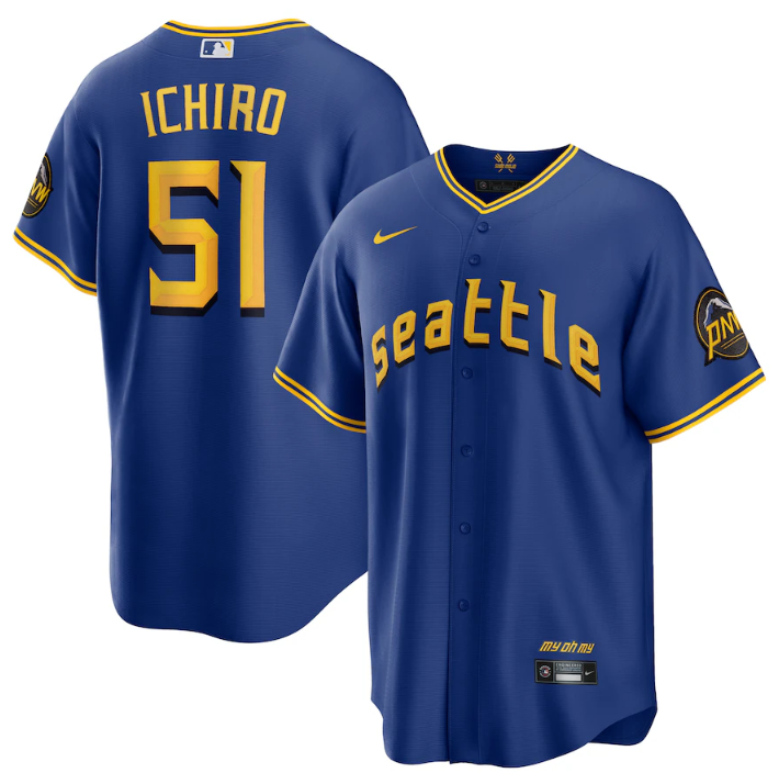 Youth Royal Seattle Mariners #51 Ichiro Suzuki 2023 City Connect Stitched Baseball Jersey